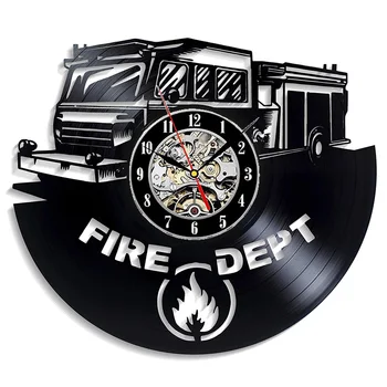 

Fire Department Vinyl Record Wall Clock Modern Design for Living Room Vintage Vinyl Wall Clocks Home Decor Gifts for Firefighter