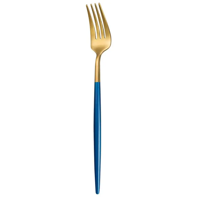 Столовая посуда набор из нержавеющей стали покрытие золотой синий черный нож вилка Посуда Столовые приборы Западная еда Кемпинг посуда сумка - Цвет: fork 3