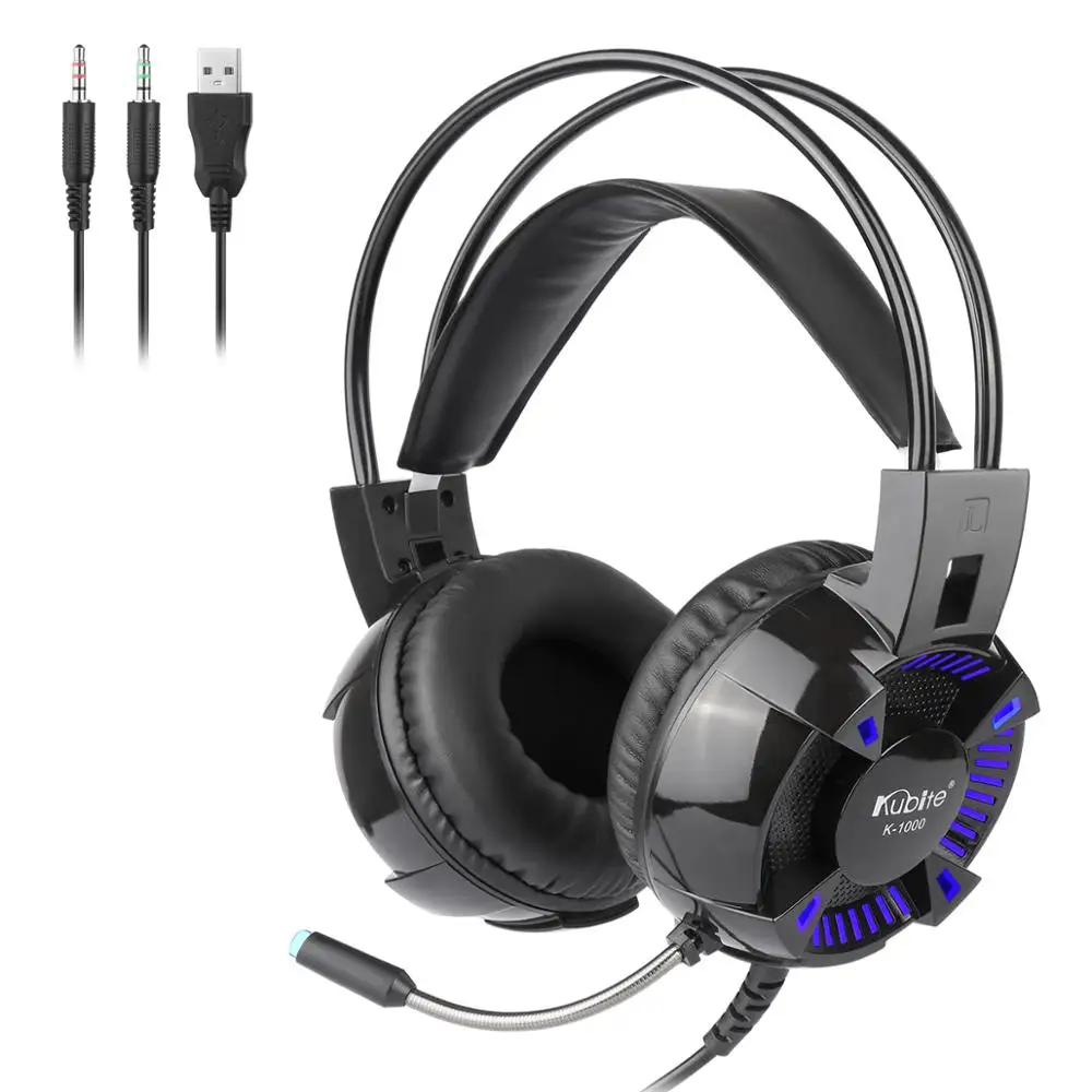 K2000 K1000 Gaming Headsets Big Headphones with Light Mic Stereo Earphones Deep Bass for PC Computer Gamer Laptop PS4 New X BOX