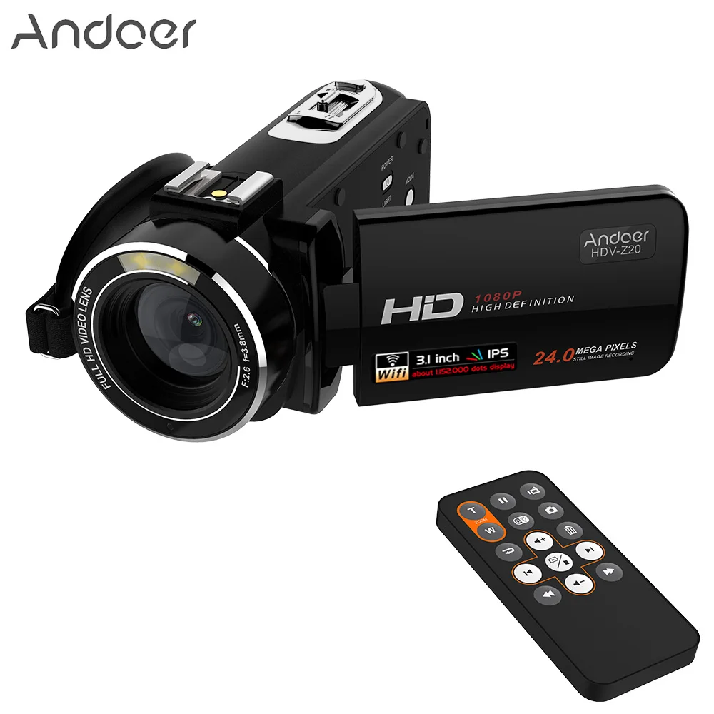 Портативная видеокамера Andoer с сенсорным экраном Full HD 1080P Wi Fi пультом