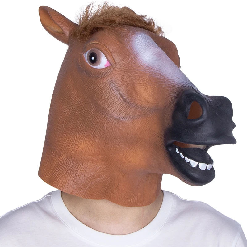 krijgen Schoolonderwijs pizza Paard Hoofd Masker Nieuwigheid Latex Dier Hoofddeksels Halloween Fancy  Dress Party Kostuums Rekwisieten Raar Dress Up|Jongens Kostuum Accessoires|  - AliExpress