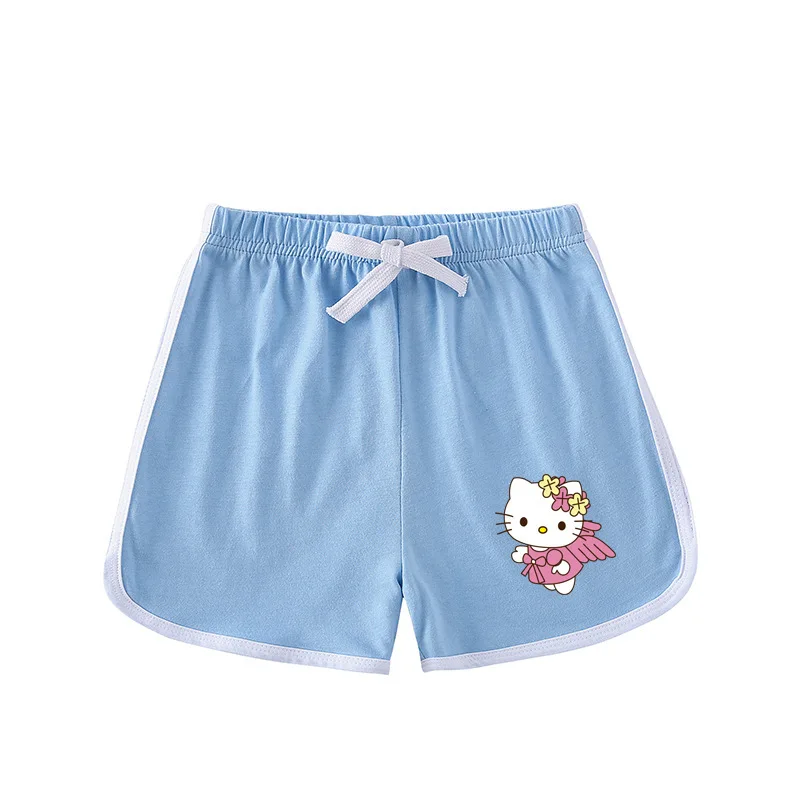 thumbnail image 1 of Traje deportivo informal de Hello Kitty, novedad de verano, pantalones calientes de dibujos animados para niñas, traje superior cómodo de algodón de dos piezas de manga corta para bebé, 1 of 5