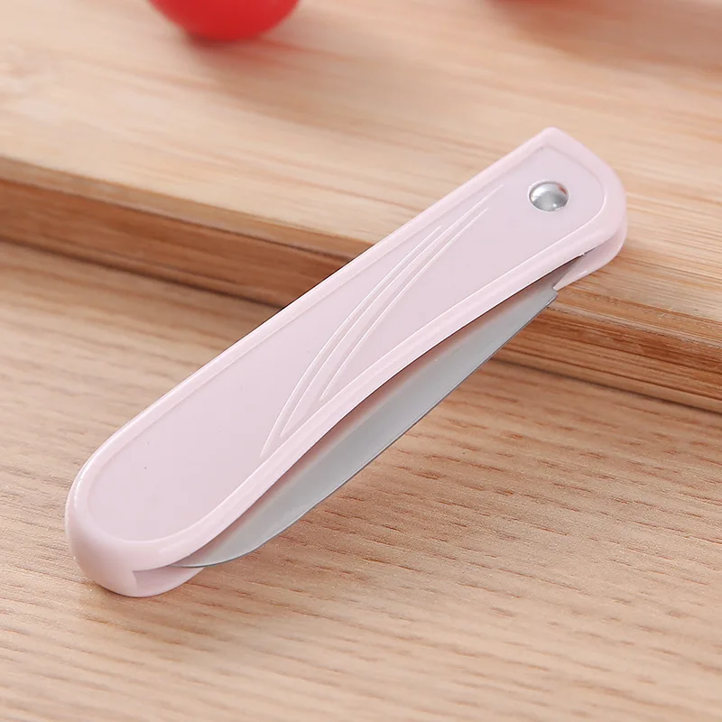 Pink Карманная из нержавеющей стали Кухня фрукты складной нож, ножевые изделия нож очиститель от кожуры пикник мешок овощей вырезать ломтик Портативный, для путешествий, для инструментов - Цвет: Pink