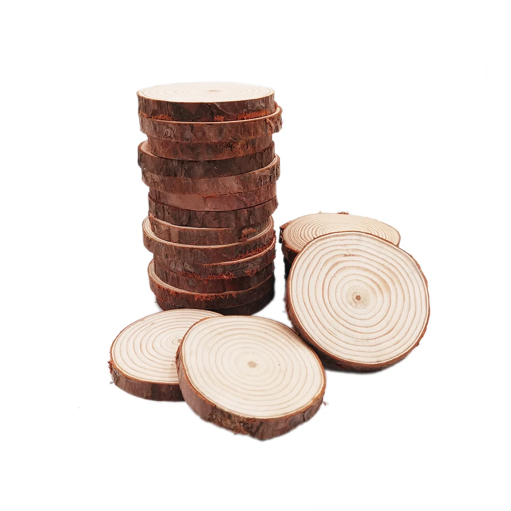 100pcs 5-6cm Natural Wood Slices Round Rustic Slabs For Wedding