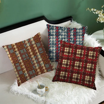 

Nanacoba Scottish Plaid Cushion Cover Endless Geometric Striped Pillow Covers Home Car Sofa Decorative Short Plush Pillowcases