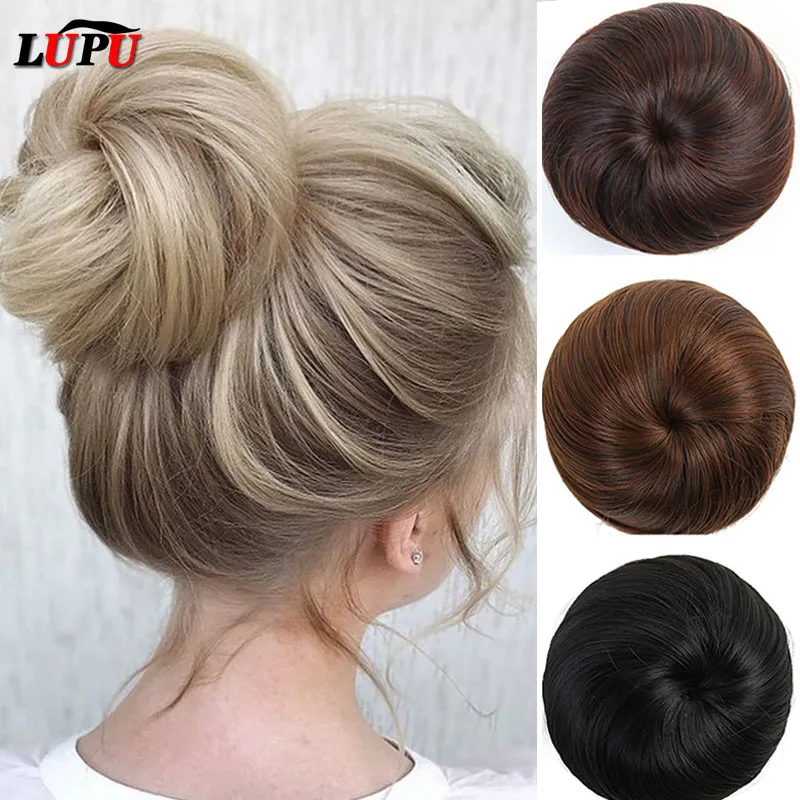 LUPU Synthetic Hair Bun Scrunchie Chignon Elastic Band Made Of Hair Clips High Temperture Fiber Hairpiece Ponytail Headwear