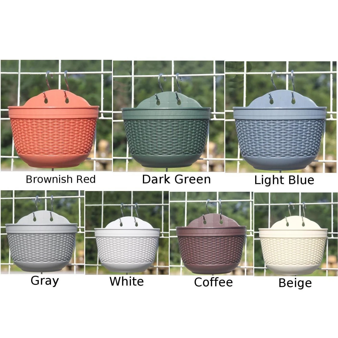 Flexible Resin Flowers Pot Wall Fence Hanging Balcony&Garden Patio Planter Decor