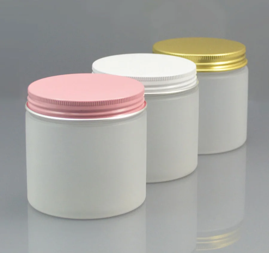 250G x 20 알루미늄 뚜껑이 달린 빈 서리로 덥은 화장품 용기 투명 서리로 덥은 스킨 케어 크림 항아리 포장 화장품 냄비
