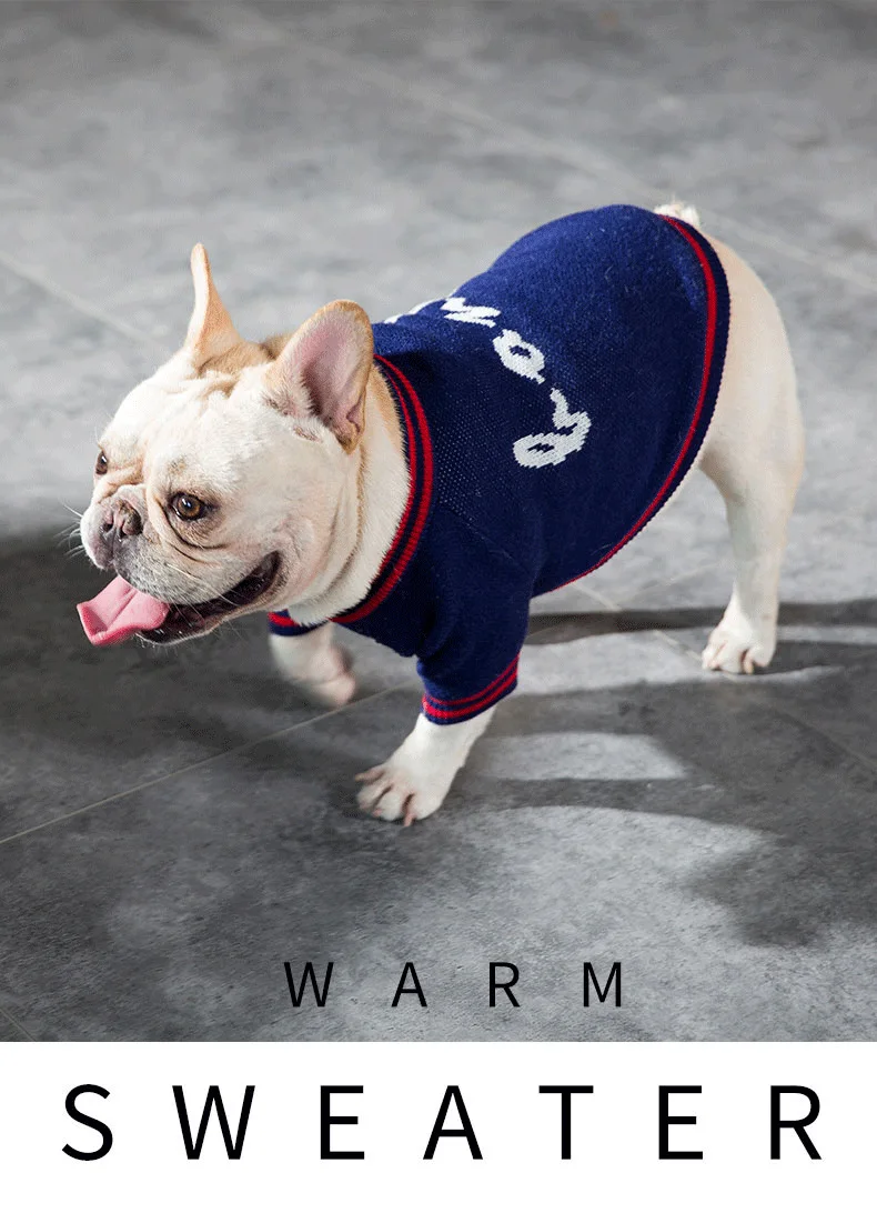 Spring and Autumn Leisure Style Pet Dog Clothing Fashion Comfortable Breathabl French Bulldog Pug Sweater Small Pet Dog Clothing