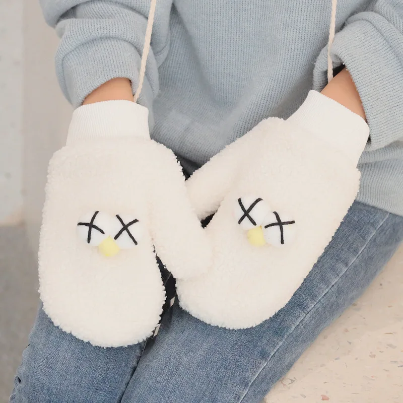 

New Autumn and Winter Korean Female Student Cartoon Warm Gloves Plus Velvet Thickening Plus Velvet Hanging Neck Cute Gloves 2020
