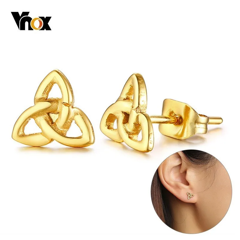 Vnox Knot Stud Earrings for Women Stainless Steel YHWH Theological Theory Symbol Brincos Everyday Boucle d'oreille | Украшения и