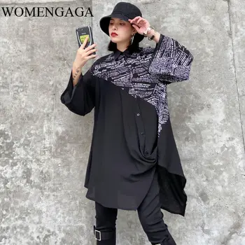 

Loose Hit Color Patchwork Letter Print Dress Irregular Women Clothes 2020 Spring Loose Turn Down Collar Elegant Dress ZLL4781