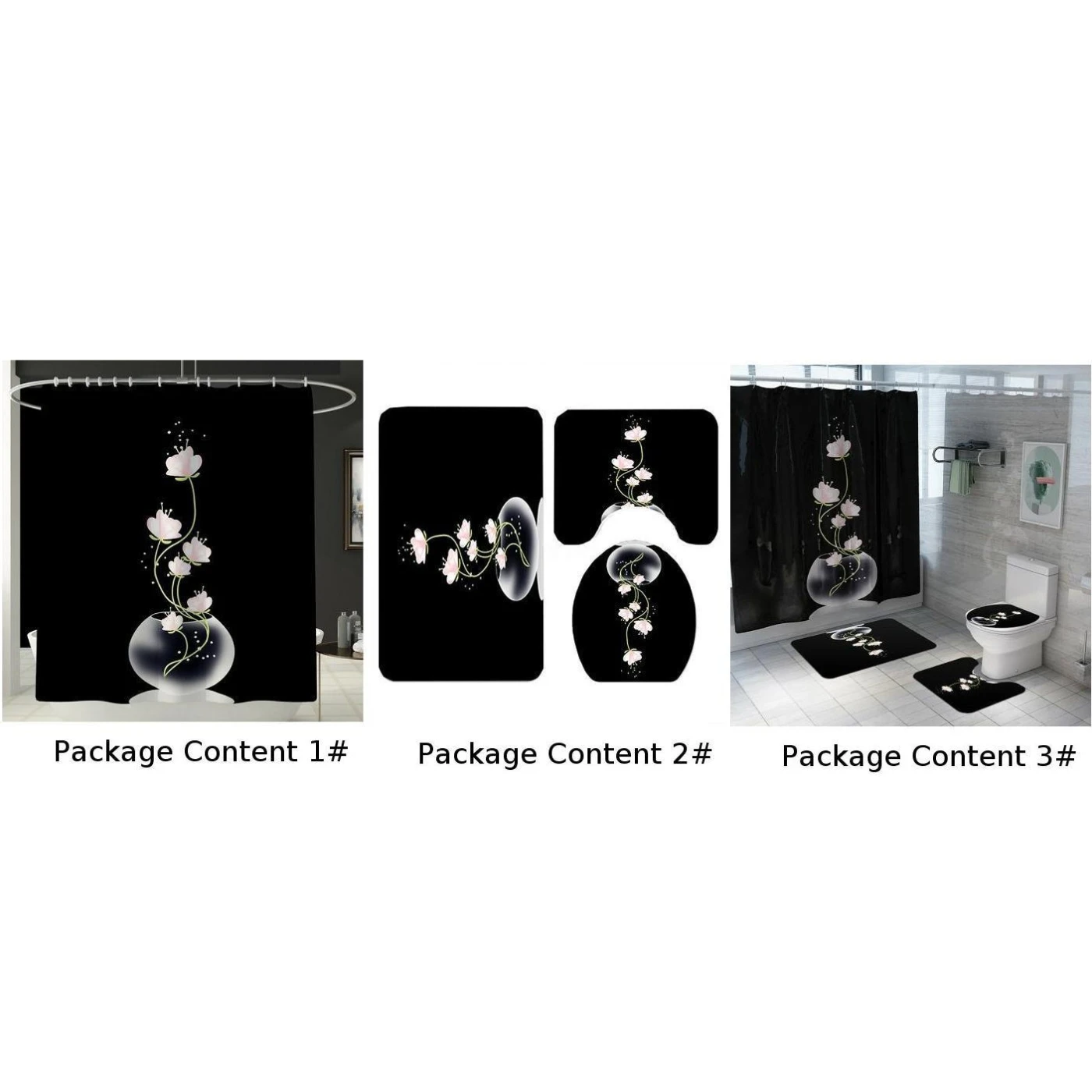 Водонепроницаемый набор штор для душа, базовый ковер, Противоскользящий коврик, крышка для унитаза, коврик для ванной, легко впитывающий воду, домашний декор для ванной комнаты