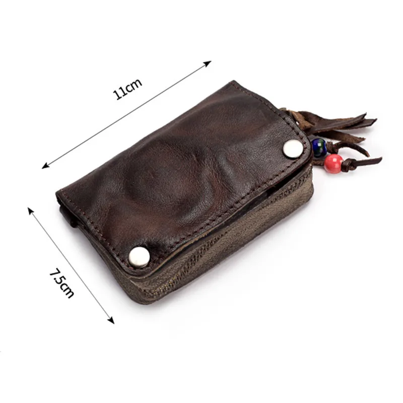 Vintage Genuine Leather Key Holder Cowhide Men Women Key Wallet Organizer Pouch Car Keychain Housekeeper Case Card Bag key case key holder key organizer key purse