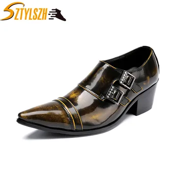 

High Quality Luxury Brand Classic Retro Bronze Business Men Dress Shoes Fashion Man Genuine Leather Wedding Shoes Zapatos Hombre