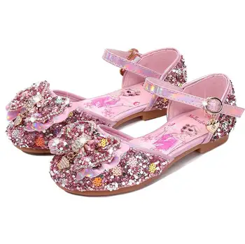 

New Spring Summer Kids Leather Flat Sandal For Girls Princess Elsa Dance Party School Children Shoes crystal infant Sandals