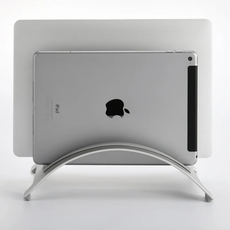 Double Slot Aluminum Alloy Spacesaving Laptop Vertical Stand Desktop