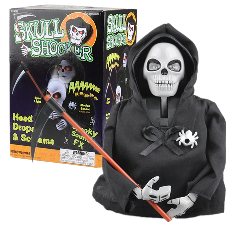 

Cool Movie Halloween Skull Shocker Head Drops Screams Spooky Sound Fx PVC Skull Shocker Figure Model Toy Doll Collection Gift