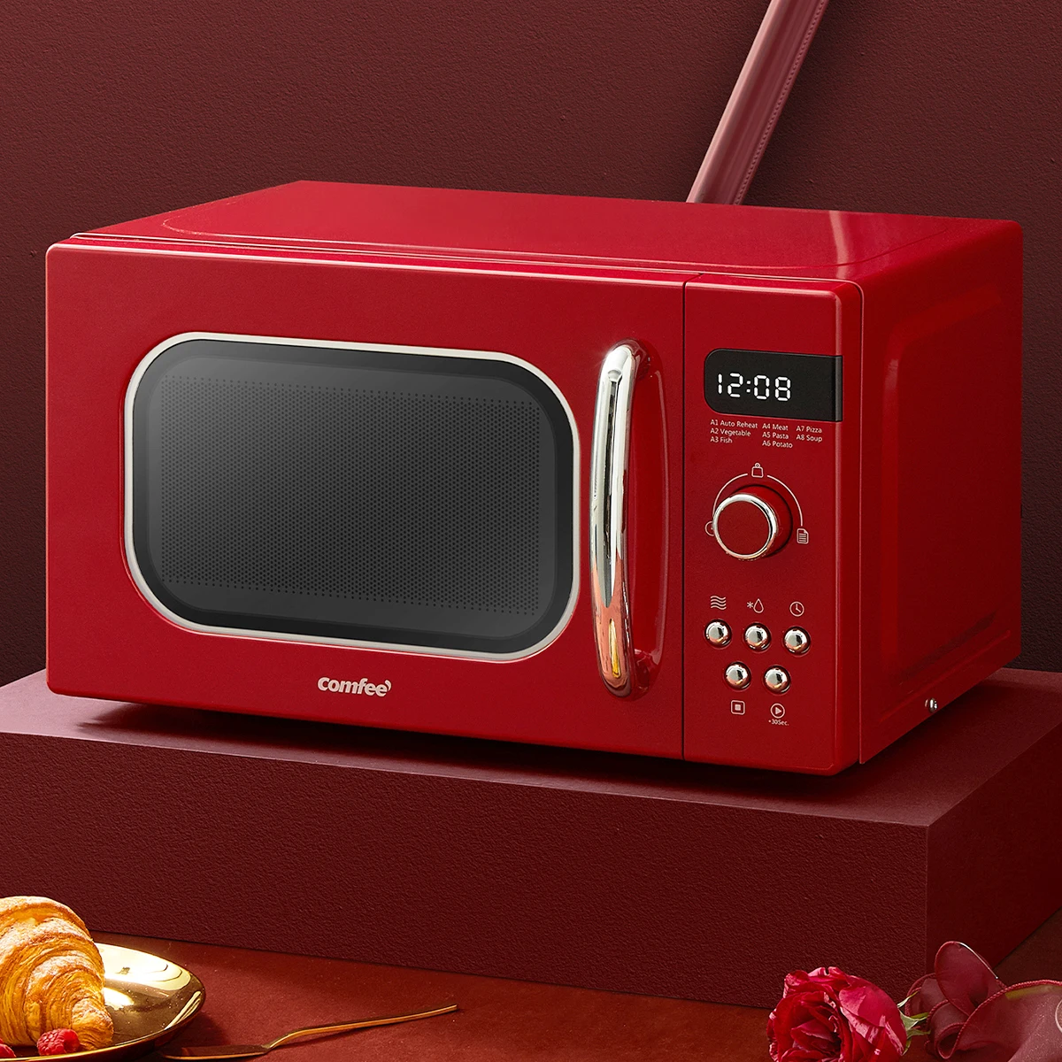 COMFEE forno a microonde rosso 800W 20L con 8 menu automatici 5 livelli di  potenza di cottura e pulsante di cottura espresso stile retrò  appassionato|Microwave Ovens| - AliExpress