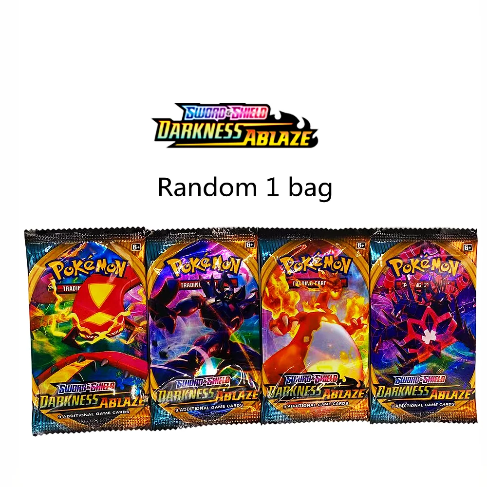 Random 1 bag of Pokemon game Battle Card English collection Pikachu spray fire dragon children's toy card Cartoon blind bag card