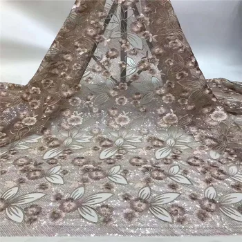 

NaXiu Best Quality Sequence Lace African Fabrics Embroidery Nigerian Wedding Party Lace Sequins Fabrics Lace for Women Dresses