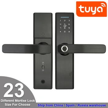 

RAYKUBE Tuya Electronic Door Lock Biometric Fingerprint / Digital Code / Smart Card / Key Mortise Door Lock Keyless Deadbolt
