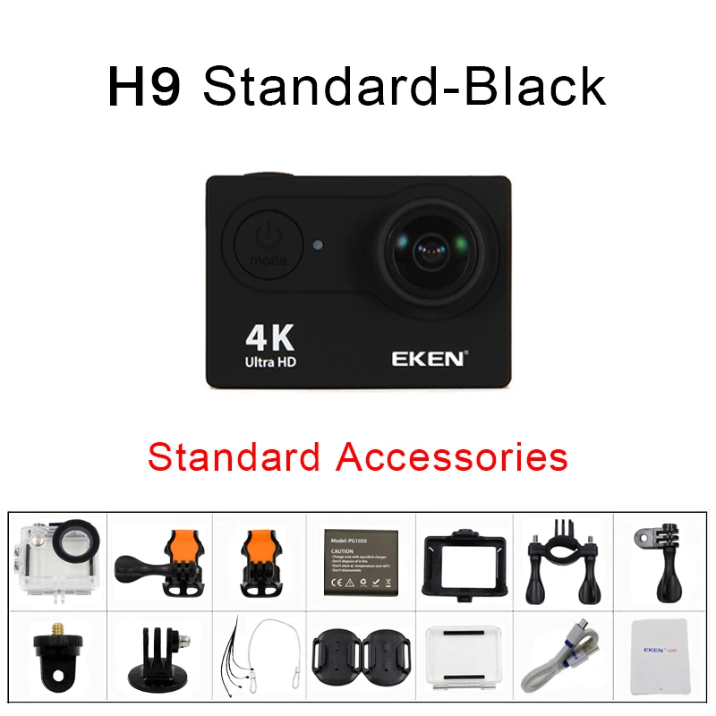 H9 Black Экшн-камера 4 K/30FPS 1080 p/60fps 20MP Ultra HD Mini CAME Cam WiFi водонепроницаемая Спортивная камера от eken H9 H9R - Цвет: H9 Black