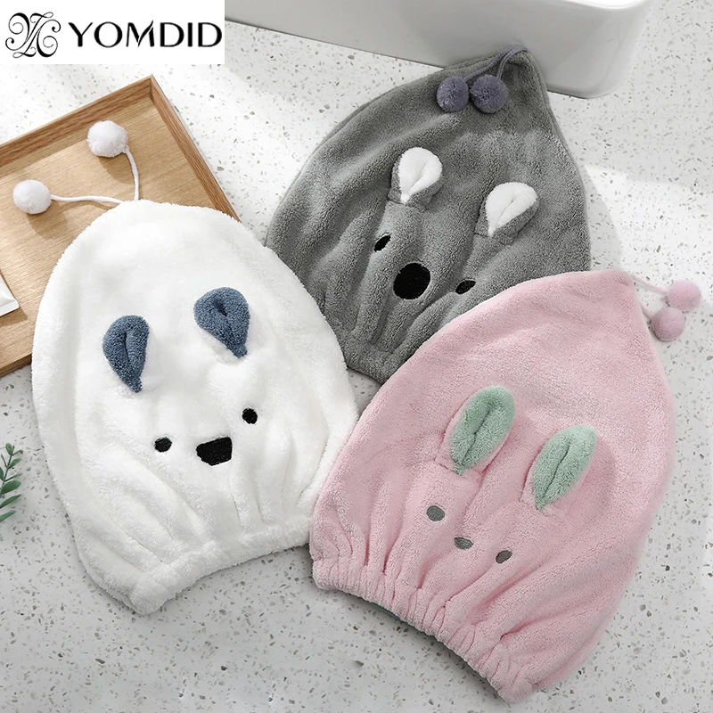 Microfiber Solid Soft Dry Hair Hat Cute Rabbit Towel Women Shower Wear Head Towels Home Textile Towel Bath Wearable