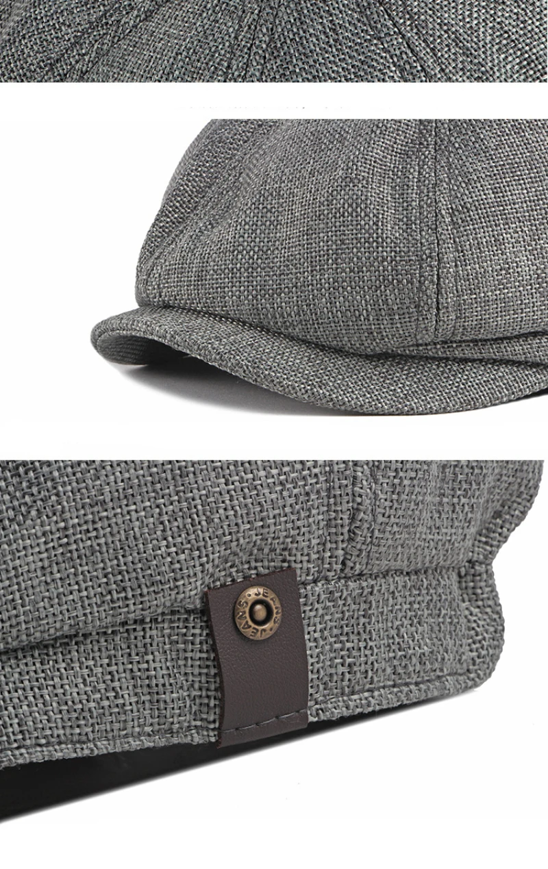 HT3669 Berets Frühling Sommer Männer Frauen Kappe Vintage Achteckige Kappe Männlich Weiblich Baumwolle Leinen Baskenmütze Hut Unisex Baskenmütze Kappe Männer – Detail 12
