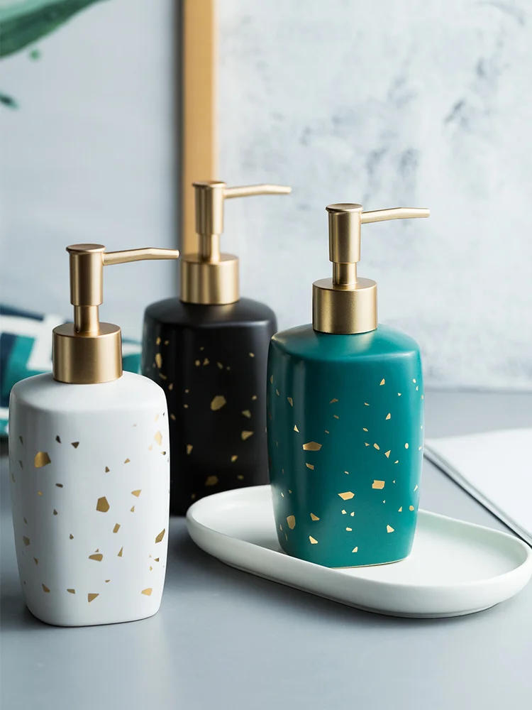 Nordic marbled ceramic hand Sanitizer bottled bathroom lotion bottle shampoo shower gel pressed bottle380ml ceramic tray storage Nordic marbled ceramic hand Sanitizer bottled bathroom lotion bottle shampoo shower gel pressed bottle380ml ceramic tray storage