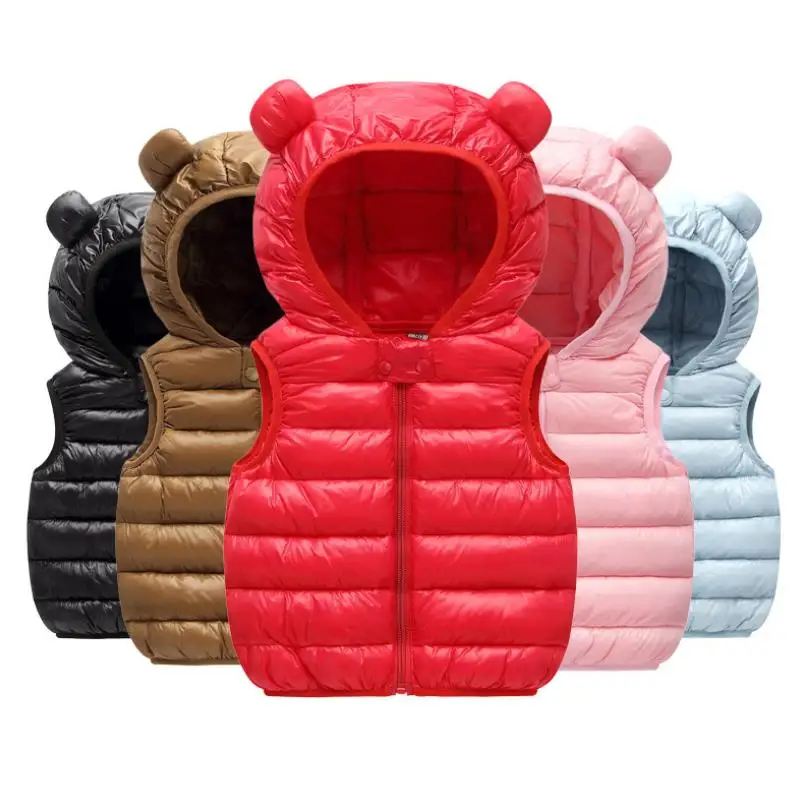 

2021 Autumn Winter Baby Vest Down Hooded CartoonToddler Boy Girl Keep warm Waistcost Kid Sleeveless Jacket Children Vest 0-6Y