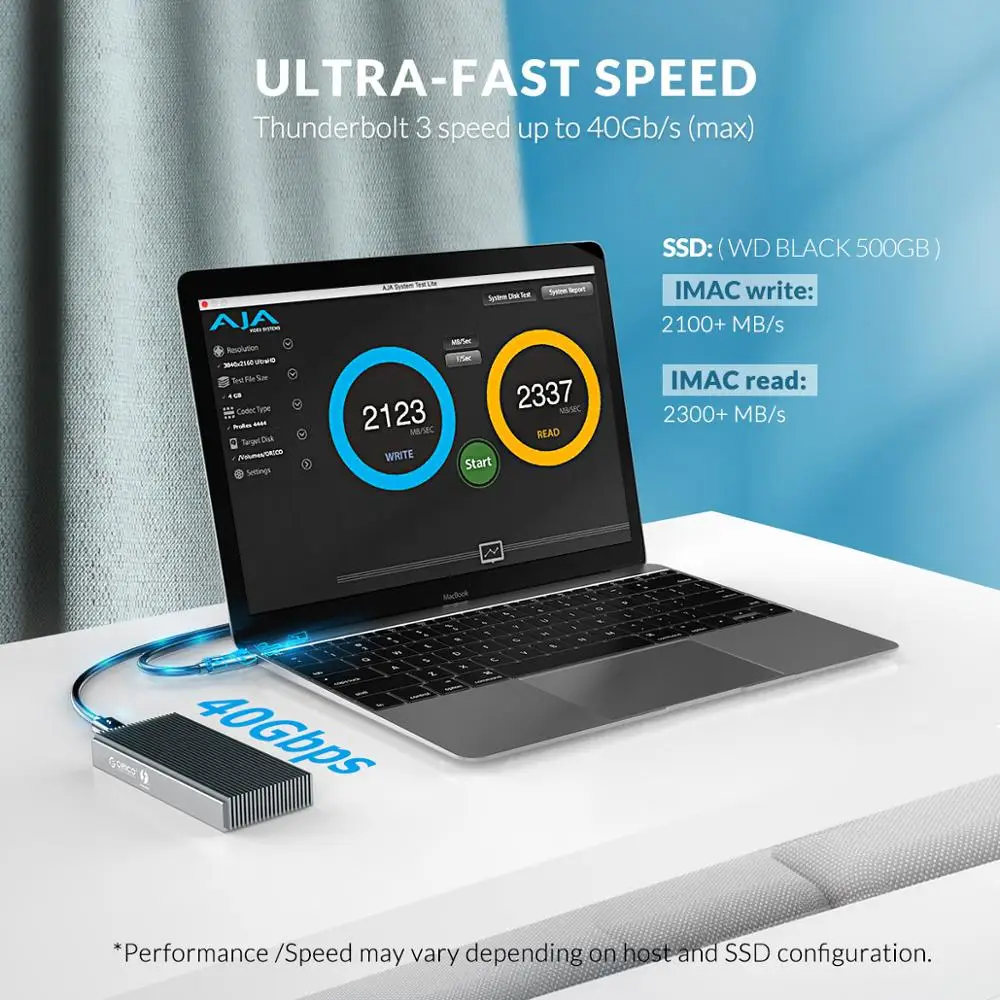 ORICO Thunderbolt 3 40Gbps NVME M.2 SSD Enclosure 2TB Aluminum USB C with 40Gbps Thunder Bolt Thunderbolt 3  For Mac book