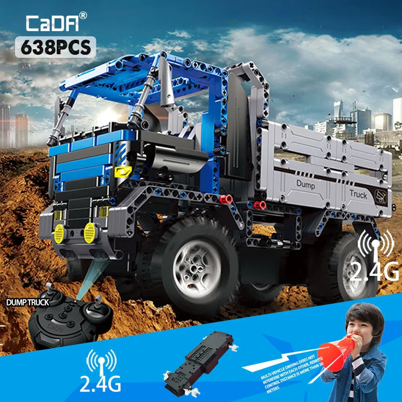 

Cada 638PCS RC Remote Control Dump Truck Building Blocks Compatible Legoing City Technic Car Vehicle Bricks Series Toys For Kids
