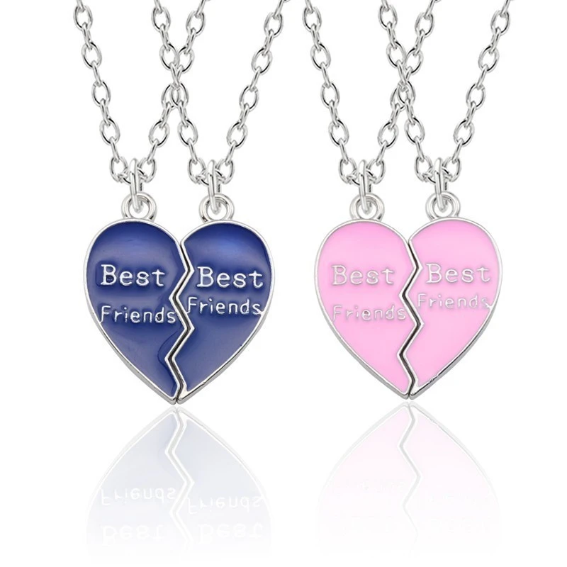 Collares con colgante cadena larga y corazón para mujer y niña, Juego de 2 unids/set con letras "Best Friends", joyería BFF Forever, regalos|Collares colgantes| AliExpress