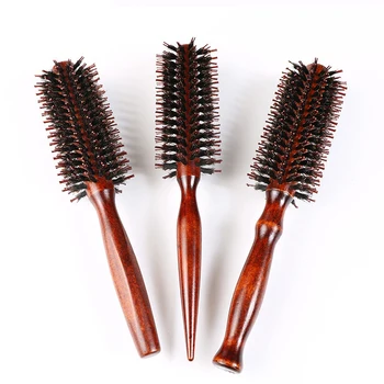 

Wooden Hair Brush Anti-static High Temperature Resistant Round Barrel Comb Hairstyling Drying Curling Tool