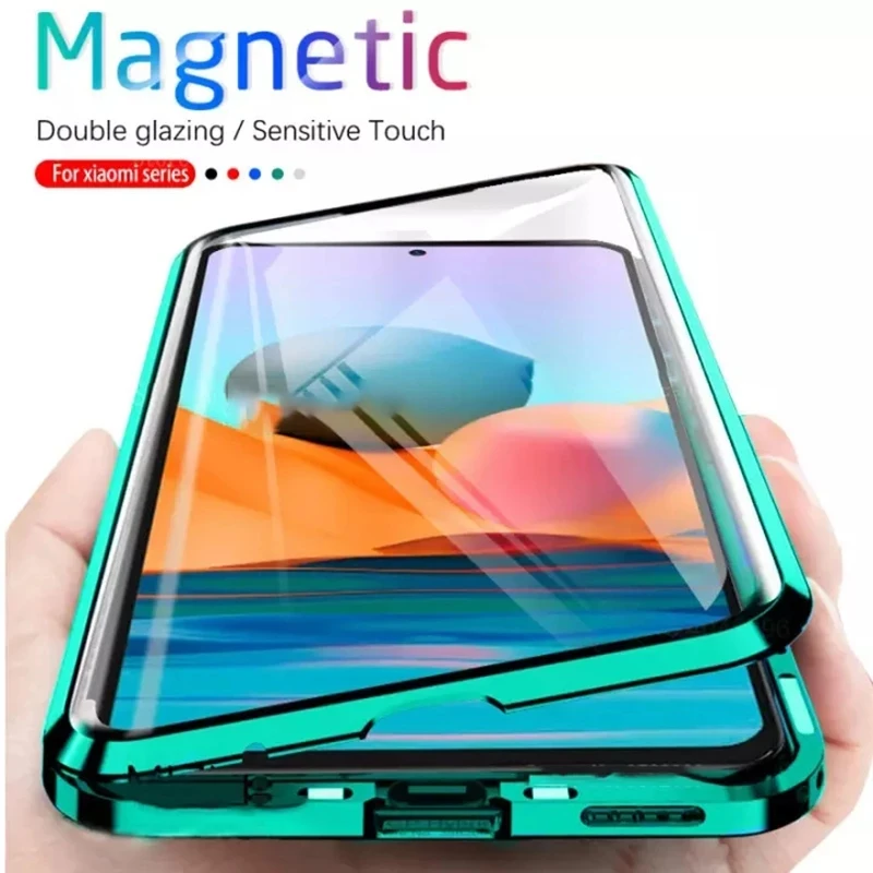 Металлический магнитный чехол для Xiaomi Redmi Note 10 9 9A 9C 9S 9T K40 8 8T 8A 7 Poco M3 X3 NFC 10T Pro
