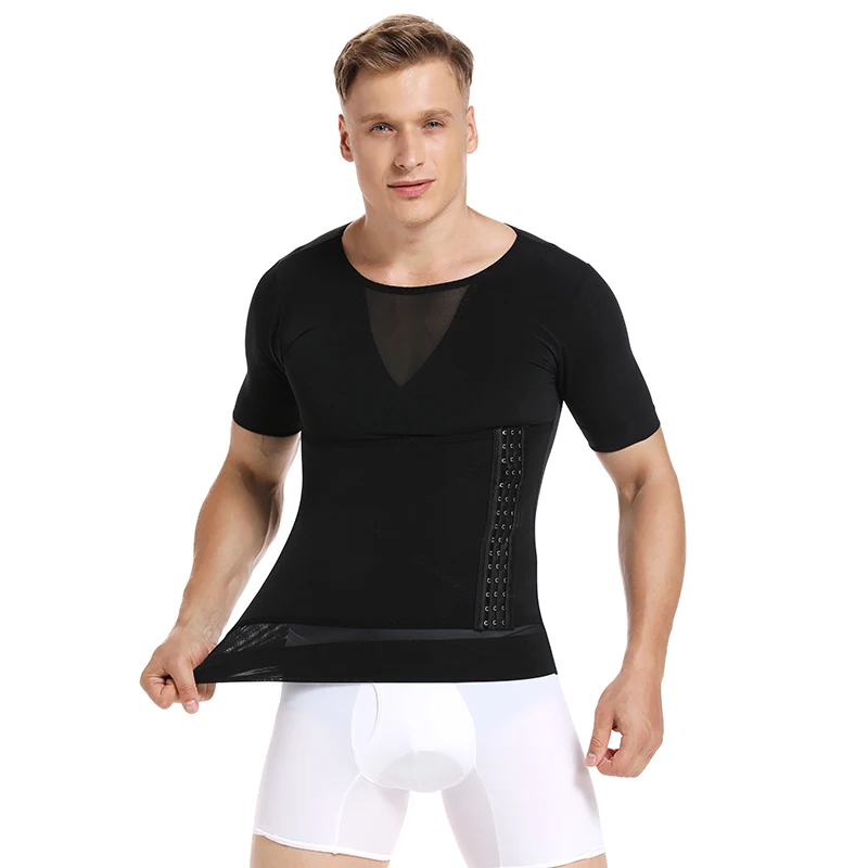 Мужской компрессионный бесшовный обтягивающий Жилет Талии Тренажер майка контроль животика скрывает гинекомастию мужские грудь