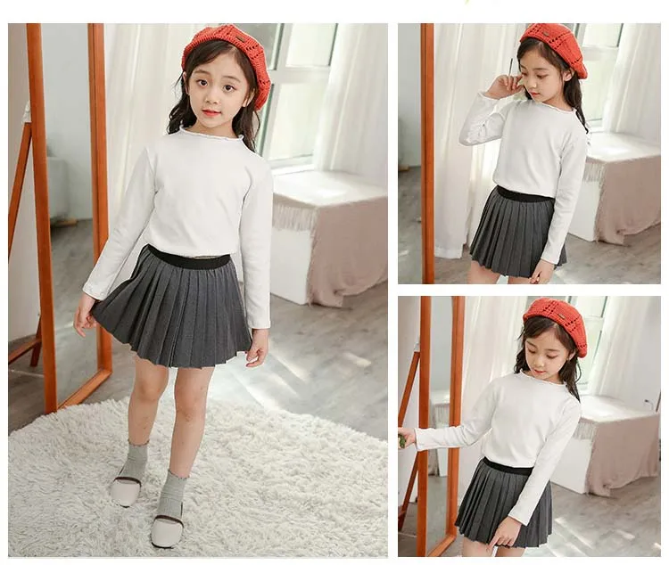 Back To School Clothing Teenage Girls Fashion Tops Little Kids T Shirt Autumn 2019 Baby Girl T-shirts Tees White Pink Green Grey (9)