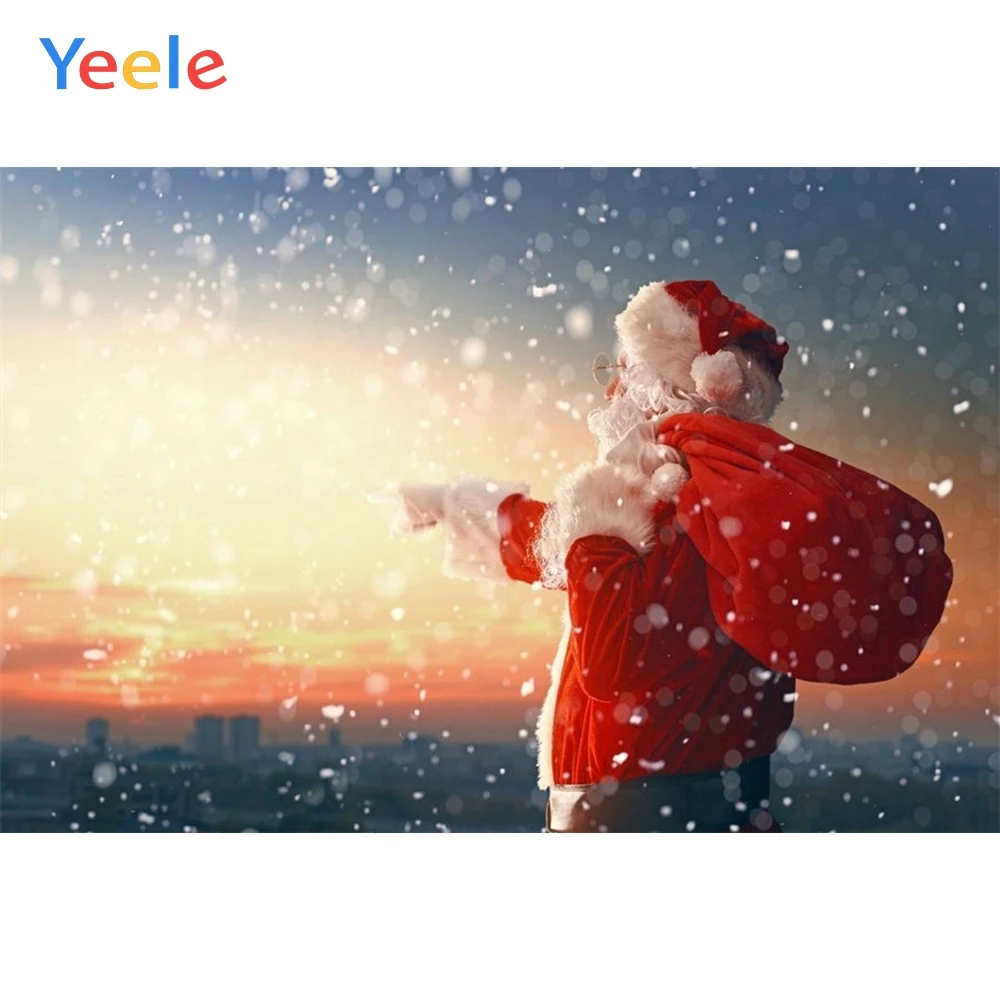 

Yeele Merry Christmas Backdrop Winter Tree Snow Santa Claus Customized Photography Children Birthday Background For Photo Studio