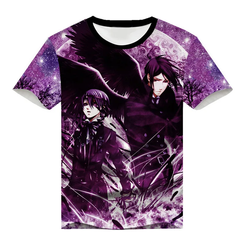 

Kuroshitsuji Glenelg Charles Anime Peripheral Short Sleeve T-shirt Full Color Full Clothes Youth Clothing PU63