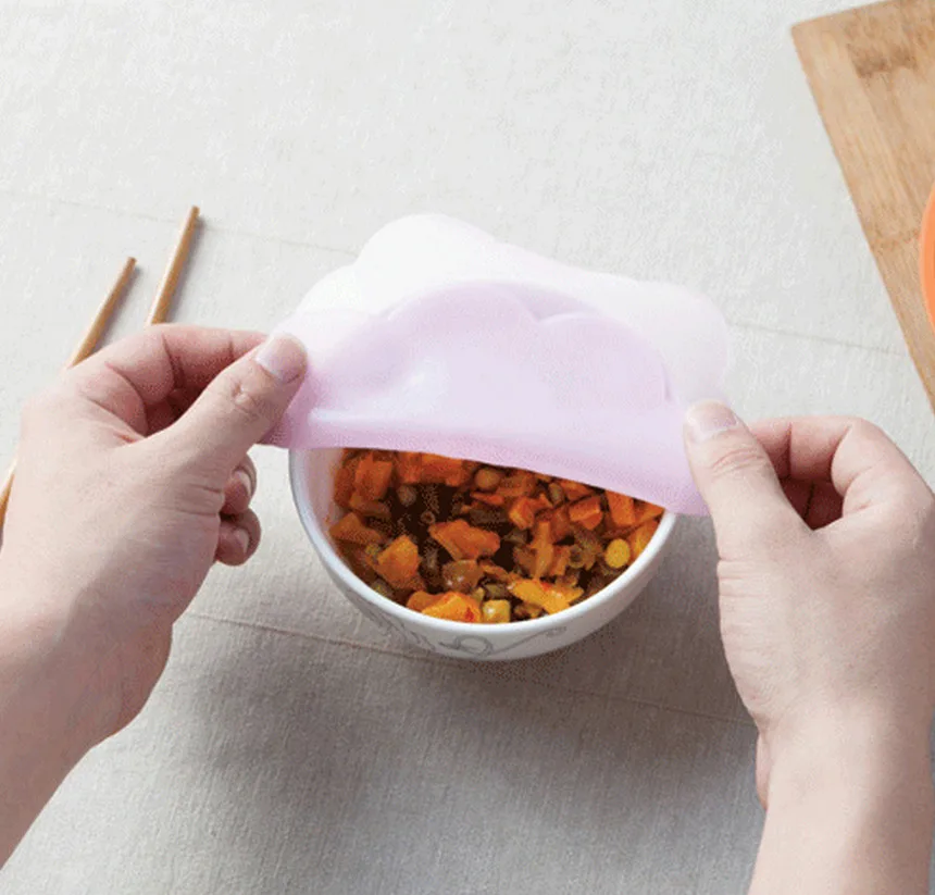 GH Fresh Keeping Kitchen Tools Silicone Food Saran Wrap Reusable Seal Cover Stretch Fresh Keeping Kitchen Storage