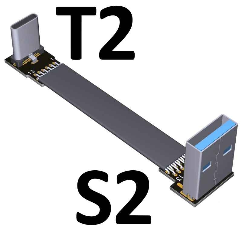 USB Type-C 리본 케이블 플랫 EMI 차폐 FPC 케이블 USB 3.0 유형 C 90도 각도 커넥터 위쪽 5cm-3m USB 3.1