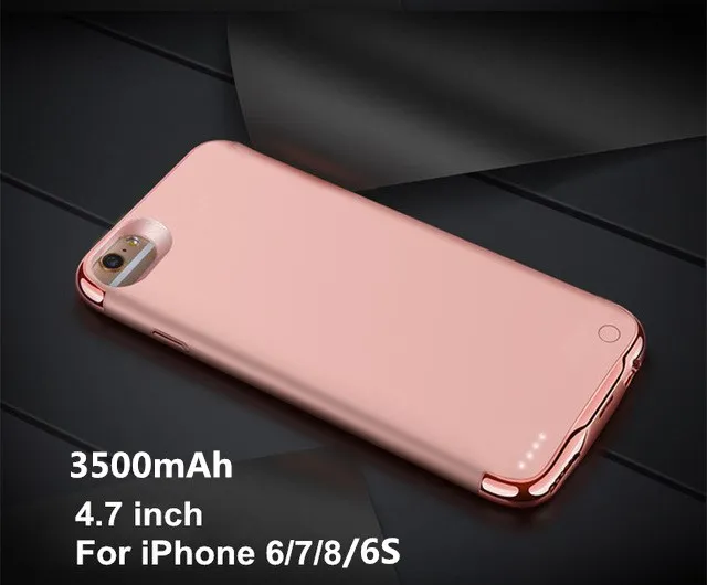 KQJYS, Дополнительный внешний аккумулятор для iPhone 8, 7, 6, 6 S, беспроводной чехол с зажимом для задней панели, чехол для iPhone 6, 6 S, 7, 8 Plus, зарядное устройство, чехол s - Цвет: Rose  Gold