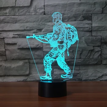 

[Seven Neon]Armyman Serviceman Soldier Acrylic 7Colors Desk Lamp 3D Lamp Novelty Led Night Light Millennium Falcon Light