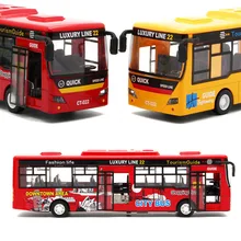 

Alloy double-decker bus extended double-section bus toy door opening simulation tourist bus sound and light pull back model baby