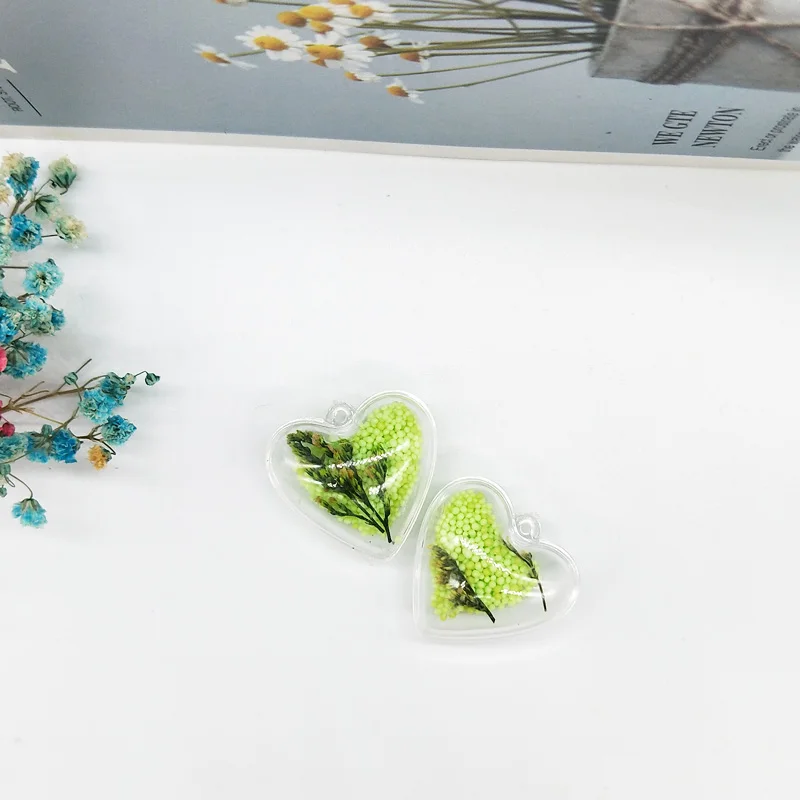 10 шт. 3D акриловая Форма сердца Подвески сушеные цветы пенки в шаре плавающие DIY серьги брелок для волос ювелирных изделий YZ615 - Окраска металла: 5