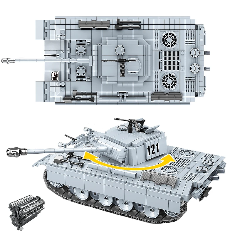 

Military Panther tank 121 Building Blocks Fit Legoing German Tank Bricks WW2 Army Police Soldier Weapon Toys Gifts For Children