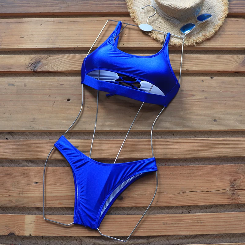 Riseado Cut Out Bikinis Set 2020 Swimwears Women Swimsuits High Cut Bikinis Sexy biquini Strap Beachwear Lace Up Bathing Suit