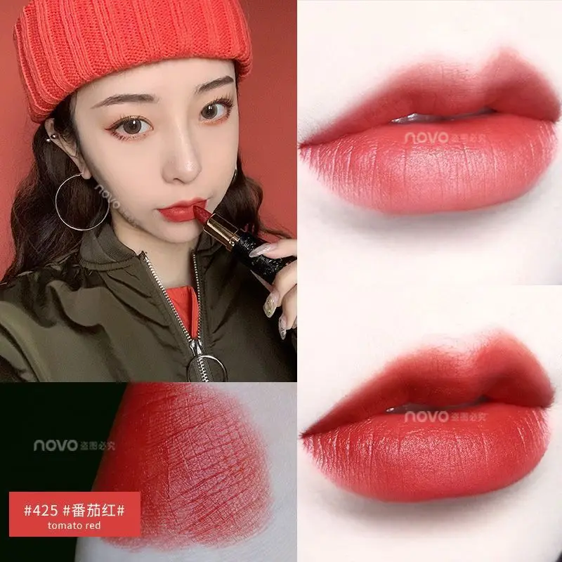 NOVO матовая губная помада Velvet Matte блеск для губ не прилипает к чашке не выцветает - Цвет: 425