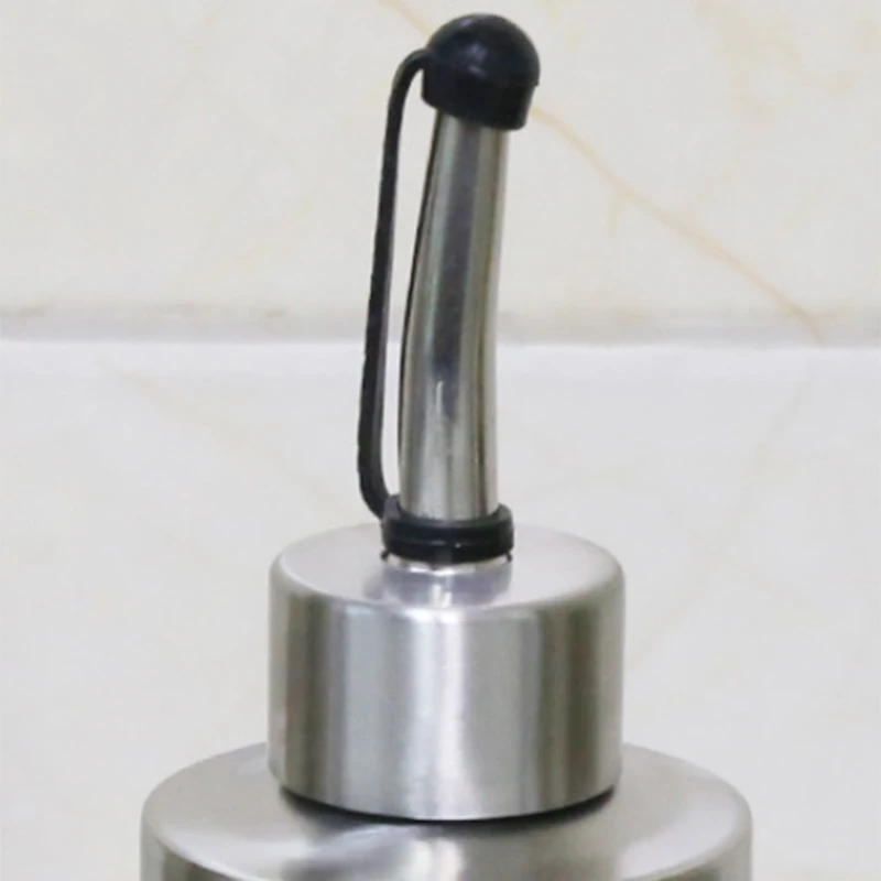 Stainless Steel Vinegar Oil Bottle Leak Proof Dispenser Cooking Kitchen Tool Home Unisex Silver